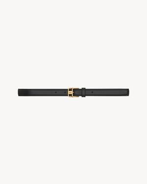 Saint Laurent Cassandre Double-Buckle Thin Belt - White