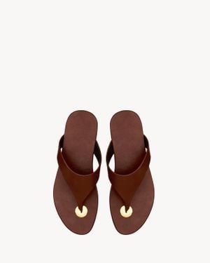 Saint Laurent カルヴァー スライド（スムースレザー） マロン