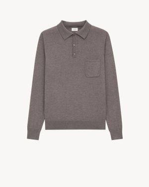 Saint Laurent Polo En Laine Gris