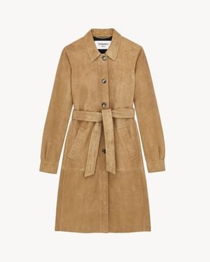 Saint Laurent Cappotto Con Cintura - Neutro