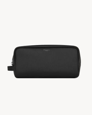 Saint Laurent グルーミングケース（グレイン・ド・プードルエンボスレザー）サンローランパリ ブラック
