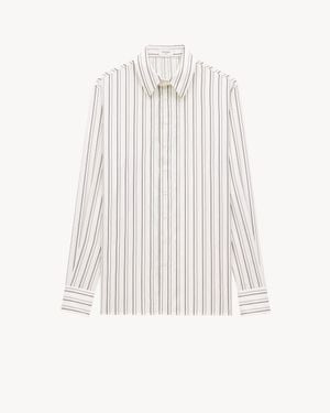 Saint Laurent Striped Silk Shirt - White