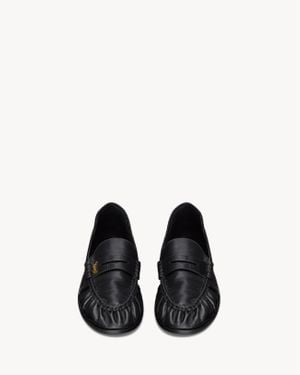 Saint Laurent Le Loafer Supple Mocassins En Cuir D'Anguille Noir