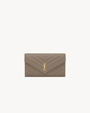 Saint Laurent Cassandre Large Flap Wallet - Natural