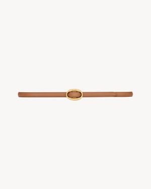 Saint Laurent Oval Buckle Thin Belt - White