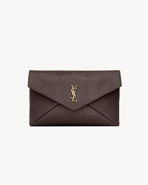 Saint Laurent Pochette Envelope Cassandre Grande - Marrone