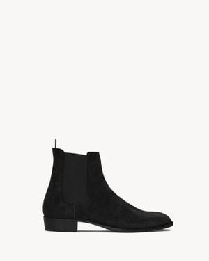 Saint Laurent Wyatt 30 Suede Ankle Boot - Black