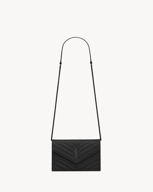 Saint Laurent "Envelope" Mini Pouch With Chain - White