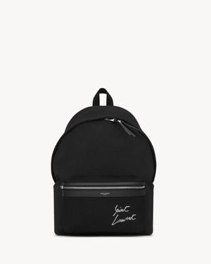 Saint Laurent Sl Playing Cards City Backpack In Canvas - Black