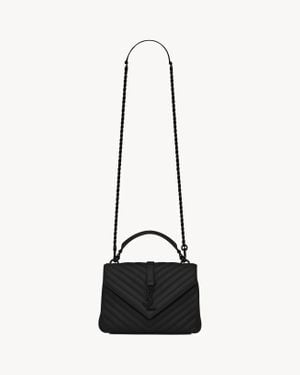 Saint Laurent Collège Medium En Cuir Matelassé - Noir