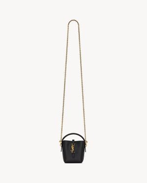 Saint Laurent Le 37 マイクロ（シャイニーレザー） ブラック - ホワイト