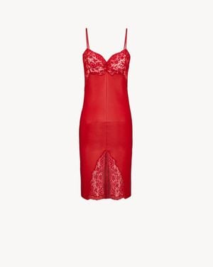 Saint Laurent Kleid Aus Lammleder One Sizend Spitze - Rot