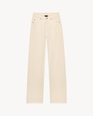 Saint Laurent V-Waist Long Baggy Jeans - White