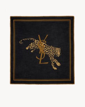 Saint Laurent Cassandre Large Square Scarf - Black