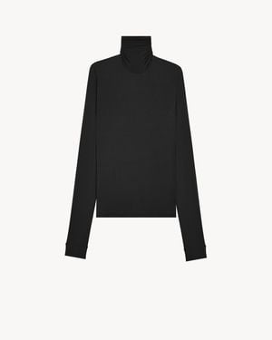 Saint Laurent Haut À Col Roulé En Jersey Stretch - Noir