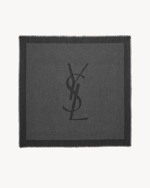 Saint Laurent Cassandre Square Scarf - Grey