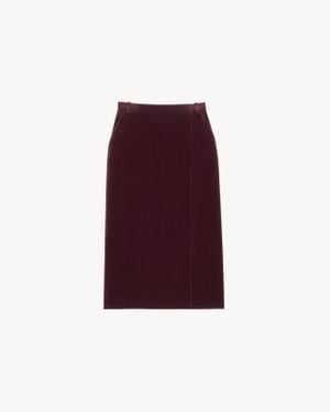 Saint Laurent Midi Wrap Skirt - Red