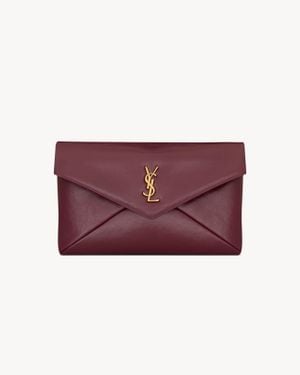 Saint Laurent Cassandre Large Envelope Pouch - Purple