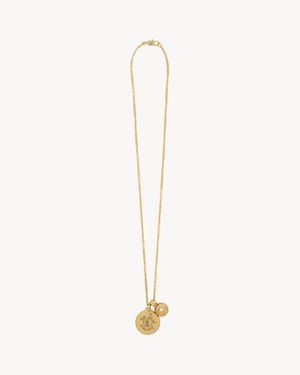 Saint Laurent Cassandre Medallion Necklace - White