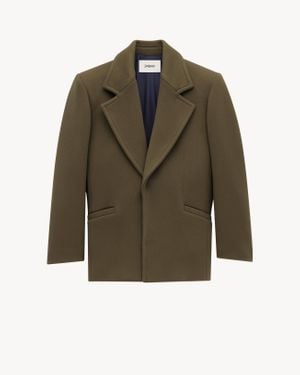Saint Laurent Single-Breasted Wool Coat - Green