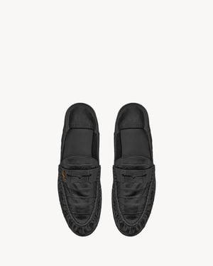 Saint Laurent Le Loafer Foldable Mocassins En Cuir D'Anguille - Noir