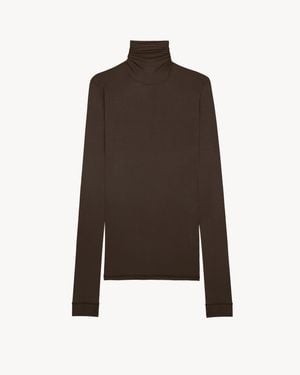 Saint Laurent Rollkragentop Aus Stretch-Jersey - Braun