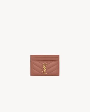 Saint Laurent カサンドラ カードケース（ラムスキン） ピンク - ブラウン