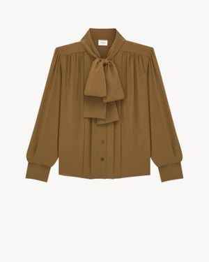 Saint Laurent Lavallière Blouse - Natural