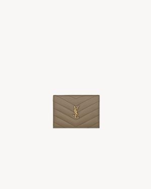 Saint Laurent Cassandre Flap Card Case - Natural