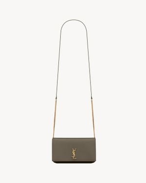 Saint Laurent Saint Laone Sizerent ストラップ付きフォンホルダー "モノグラム"（スムースレザー） - グリーン