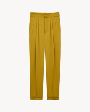 Saint Laurent Pantalon Ample En Soie - Jaune