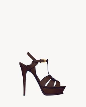 Saint Laurent Tribute Platform Sandals - White