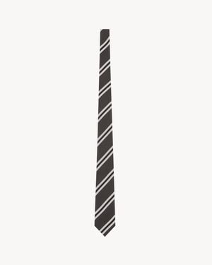 Saint Laurent Striped Tie - White