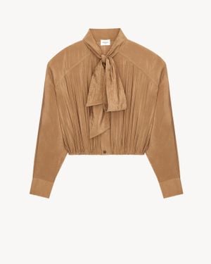 Saint Laurent Taffeta Lavalliére Shirt - Brown