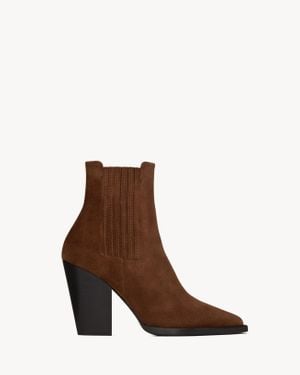 Saint Laurent Theo Chelsea Booties - Brown
