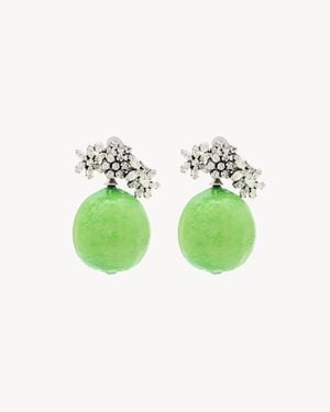 Saint Laurent Rhinestone Lime Earrings - Green