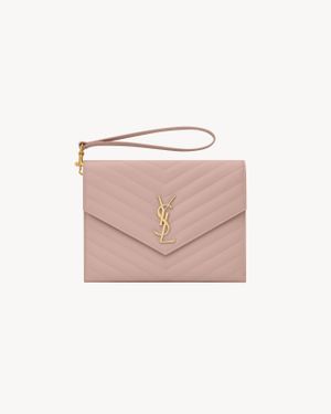 Saint Laurent Cassandre Matelassé Flap Pouch - Pink