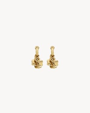 Saint Laurent Cassandre Lucky Charm Hoop Earrings - Metallic