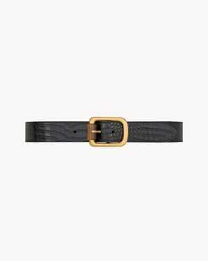 Saint Laurent Cylinder Buckle Belt - Black