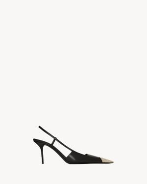 Saint Laurent Saint Laone Sizerent ジャンヌ スリングバックパンプス（グレーズドレザー） - ブラック