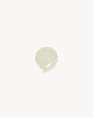 Saint Laurent Gewölbter ring mit stacheln aus kristall nd harz weiß - Mettallic