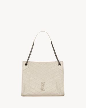 Saint Laurent Shopping bag NIKI media in pelle vintage stropicciata - Multicolore