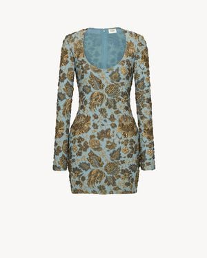Saint Laurent Décolleté Mini Dress - Blue