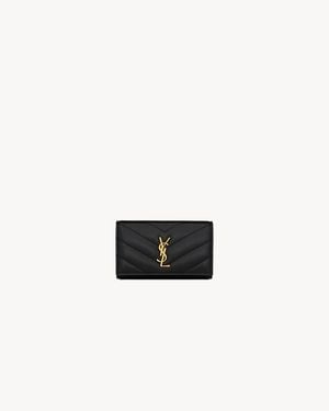 Saint Laurent Cassandre Matelassé Slim Key Case - White
