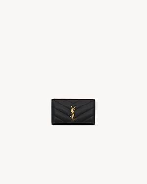 Saint Laurent Cassandre Matelassé Slim Key Case - Black