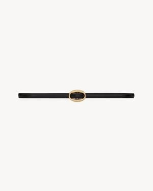 Saint Laurent Fine Ceinture Boucle Ovale En Cuir Lisse - Blanc