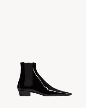 Saint Laurent Paolo Chelsea-Stiefel Aus Lackleder - Weiß