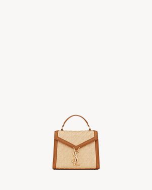 【Saint Laurent】オキザリス ミニ（ラフィア） SAINT LAURENT Oxalis mini leather-trimmed appliquéd raffia