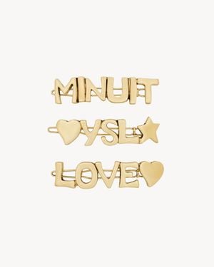 Saint Laurent Love Letters Hair Clips - Metallic