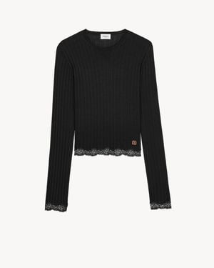 Saint Laurent Cassandre Laced Top - Black